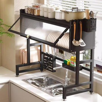 Kitchen Sink Cabinet Door Rack – Dust-Proof Cutlery, Cutting Board & Plate Organizer Shelf